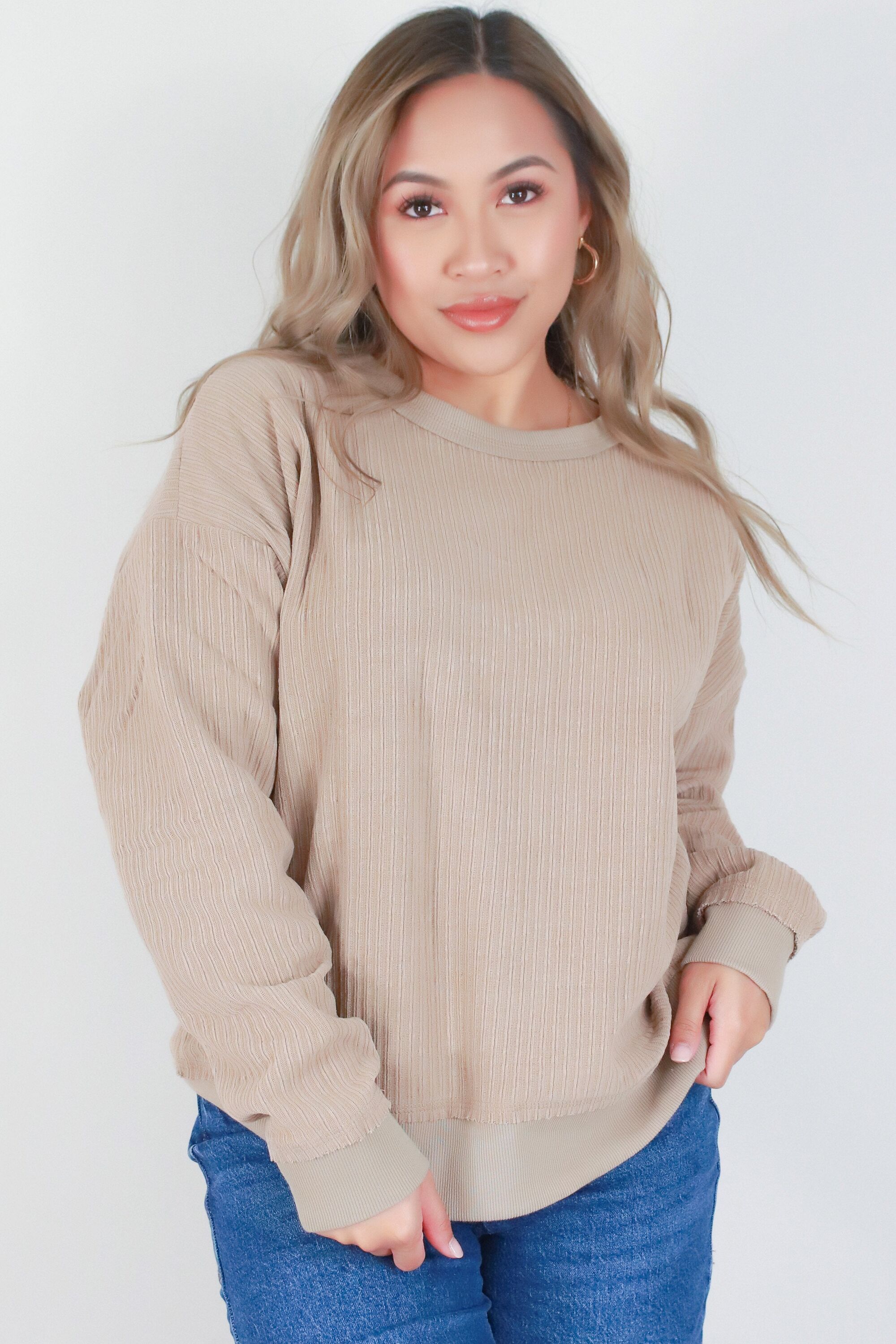 LONG SLEEVE RIBBED TOP